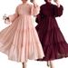 Elegant Long Dress With Lace Belt – Modest Flowy Maxi Dress For Women, Soft Solid Color & Feminine Details_ecoleips.com
