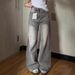 American Vibe Plus-size Vintage Washed Jeans Women, High Street Style, Loose Fit For Pear-shaped Body, Wide-leg Drapey_ecoleips.com