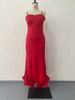Women's Clothing Spaghetti Ball Ruffle Hem Sleeveless High Waist Bodycon Dress_ecoleips.com