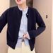Women's Style Soft Gray Knit Cardigan Preppy Style Jacket Autumn New Top_ecoleips.com