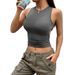 Women's Clothing Solid Color Tight Short Sleeveless Vest Top_ecoleips.com