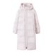 "Oversized Knee-Length Puffer Coat For Women – Warm Winter Jacket With Hood (Black/White/Pink, S-2XL)"_ecoleips.com