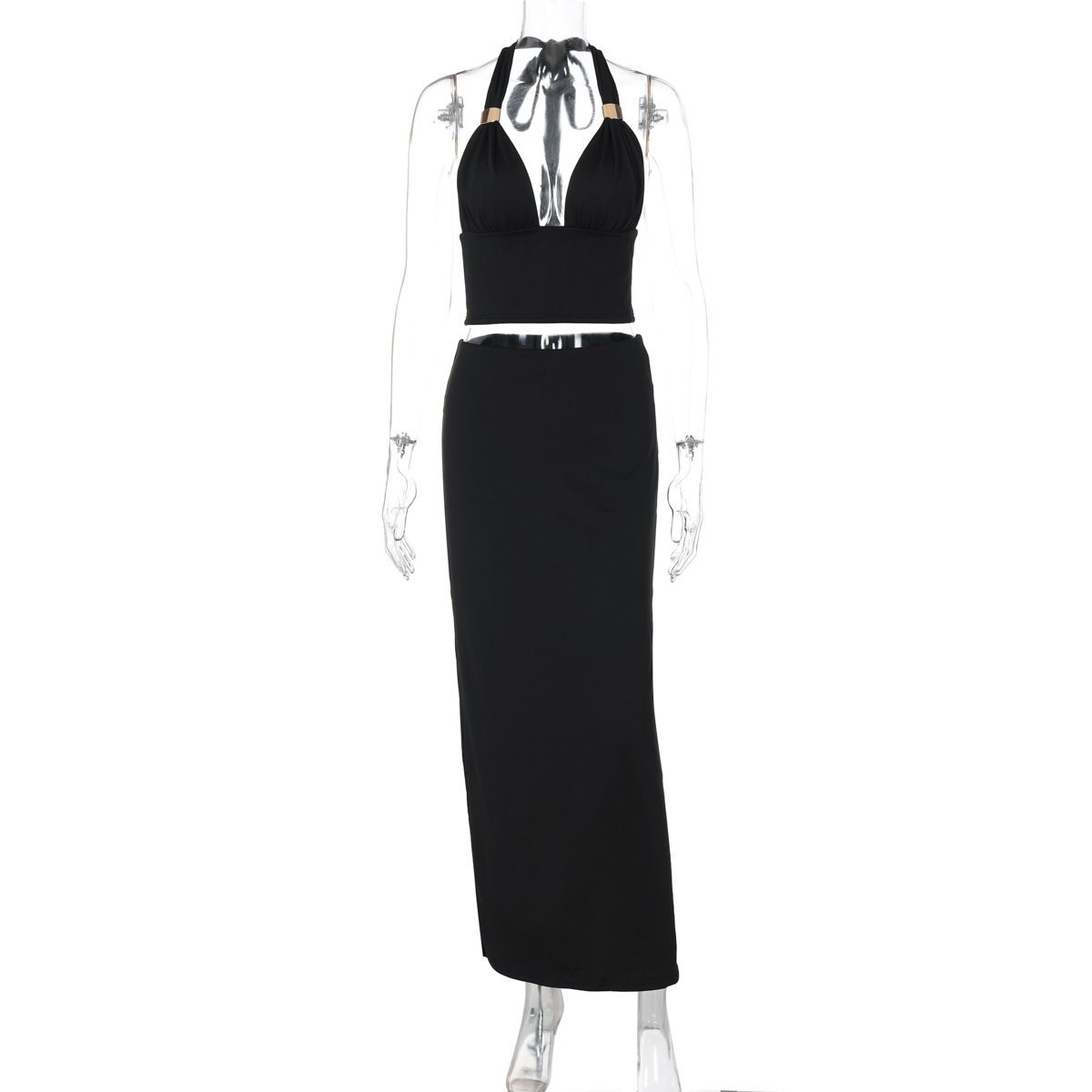Women's Clothing 2025 Summer New Fashion Sexy Backless Tie-Up Tube Top Slim-Fit Skirt Set Wholesale_ecoleips.com