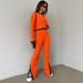 Women's Long Sleeved Knitted Sweater And Trousers Suit Autumn Winter European American Style Cross Border Russian Fashion Top Bottom Set_ecoleips.com
