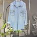 Women's Clothing Early Spring Striped Crystal Hot Diamond Denim Jacket Casual Loose Shirt_ecoleips.com