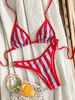 2026 European American Style Women's Sexy Striped Bikini Swimwear Lace-Up Tie Cross-Over Design Stylish New Arrivals_ecoleips.com
