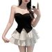 Summer Outfit For Women With Chest Pads, Strapless Top, High-Waisted Pleated Skirt, Sweet And Fresh Style,_ecoleips.com
