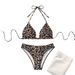 Women's Clothing Lace Up Leopard Print Sexy Bikini Split Swimsuit_ecoleips.com