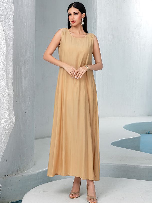 Ba01 Three-Color Sleeveless Inner Dress, Versatile Loose Tank Dress, Elegant Dress For Outerwear_ecoleips.com