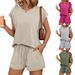Summer Women's 2-Piece Outfit Short Sleeve T-Shirt And Shorts Set Casual Comfort Round Neck Loose Fit Soft Fabric_ecoleips.com