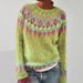 Trendy Color-Block Knit Sweater For Women - Breathable & Comfortable Round Neck Pullover (S-5XL) - Geometric 3D Jacquard Design_ecoleips.com