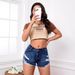 2025s Women's High-Waisted Slim Fit Frayed Hem Denim Shorts Stretch Ripped Jeans_ecoleips.com
