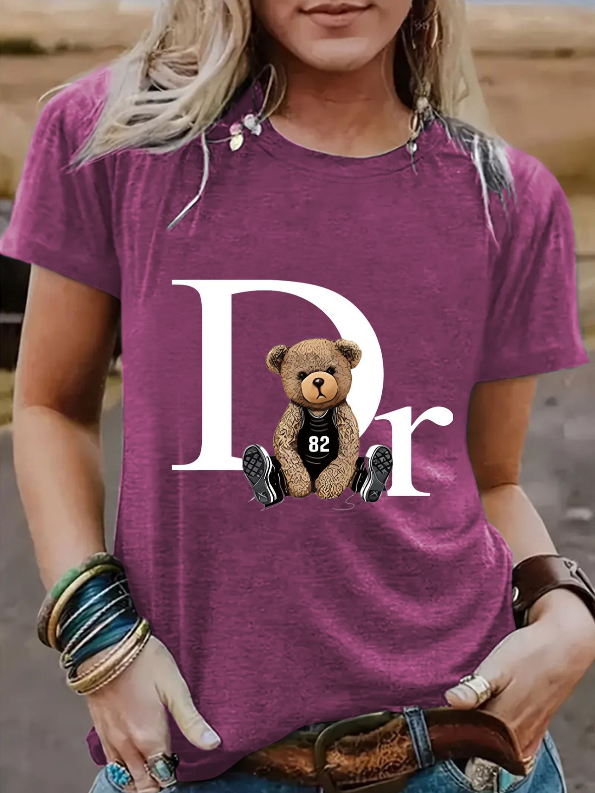 Women's Casual Short Sleeve T-Shirt With Letter Print - Stylish Round Neck Cotton Blend Tee For Summer - Streetwear Fashion (Multiple Colors & Sizes)_ecoleips.com