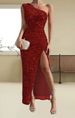 Women's Clothing Sexy Top Fishtail Floor Length Skirt Sequined Slit Dress_ecoleips.com