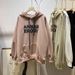 European And American Style Letter Embroidery Hooded Sweatshirt For Women, Autumn Thin Cotton Loose-fitting Korean_ecoleips.com