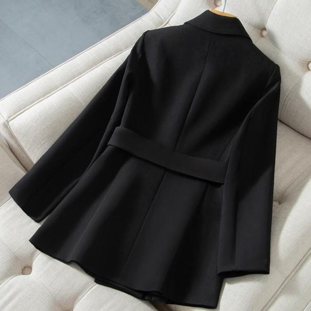 Black Women' Blazer, New Pring Autumn Tyle, Wait-cinched, Mid-length Coat, Tylih And Fahionable With Houlder_ecoleips.com