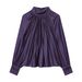 Women's Oversized Long Sleeve Blouse Bohemian Floral Print Draped Neckline Button Details Shirt Top_ecoleips.com