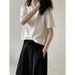 Yanshuang Solid Color Thickened Brushed Round Neck T-Shirt For Women Autumn Winter Loose Comfortable Versatile Short_ecoleips.com