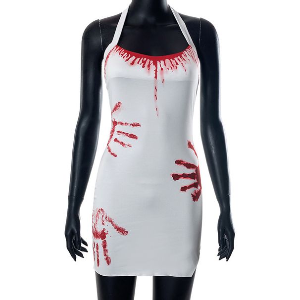Q23DS113 European And American Pure Desire Sexy Hot Girl Backless Halter Neck Slim-fit Bodycon Dress With Palm Print For_ecoleips.com