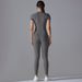 New Open Collar Zipper Short Sleeve Jumpsuit Dance Fitness Sports Bodysuit Sexy Tight Yoga Outfit For Women_ecoleips.com