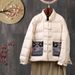 Women's Short Down Jacket – Winter Embroidered Coat With Frog Buttons, Stand Collar, Elegant Boho-Chic Outerwear (Red/Black/Green/White)_ecoleips.com