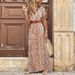 Women's Bohemian Floral V-Neck Maxi Dress With Faux Leather Belt - Chic Ruffle Hem Sundress_ecoleips.com