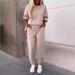 Women's Clothing Solid Color Round Neck Long Sleeved Suit Pocket Trousers Women_ecoleips.com
