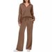 European And American 2024 Autumn Winter Fashion Casual Sports Long Sleeve V-neck Sweatshirt Wide-leg Pants_ecoleips.com