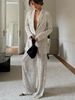 European And American 2026 Sparkling Silver Sequined V-Neck Suit Jacket And Wide Leg Pants Two-Piece Set_ecoleips.com