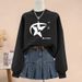 Women's Fleece Lined Thickened round Neck Sweatshirt Petite Relaxed Style for Autumn Winter Spring New 2023 No Hood_ecoleips.com