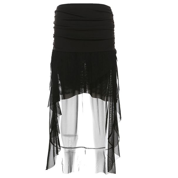 Verve 2025 Autumn New Solid Color High Waist Sexy Mesh Ribbon Short Skirt For Women_ecoleips.com