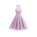 Elegant Fashionable Sleeveless Halter Dress Women's Gown Mesh Embroidery Cross Border E Commerce for Europe And America_ecoleips.com
