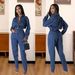 K Slim Fit Elastic Small Toe Denim Jumpsuit With Pockets_ecoleips.com