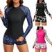 Women's Long Sleeve Quick Drying Racing Swimsuit Diving Suit Two Piece Surfing Swimwear Tight Fitting_ecoleips.com