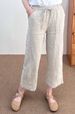 Suitable For All Seasons Comfortable High-Quality Elastic Waist Nine-Point Loose Solid Color Linen Simple Drawstring Casual Pants For Women_ecoleips.com