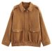 Soft Velvet-Touch Jacket - Oversized Casual Blazer For Women | Versatile & Stylish (Dark Brown/Light Brown, XS/S/M/L)_ecoleips.com