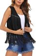 Women's fringe coat buckskin velvet unbuttoned mid-length vest vest coat_ecoleips.com