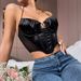European And American Fashion New Design Satin Mesh Fishbone Strap Diamond-shaped Double-layer Pleated Camisole 10657_ecoleips.com