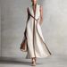 Women's Cotton Linen V-Neck Sleeveless Dress with Waist Belt - Elegant Fashion Spring/Summer Casual Thin Dress_ecoleips.com