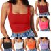 Women's Sexy Trendy Short Vest European American Style Small Solid Color Navel Exposed Top for Casual Wear_ecoleips.com