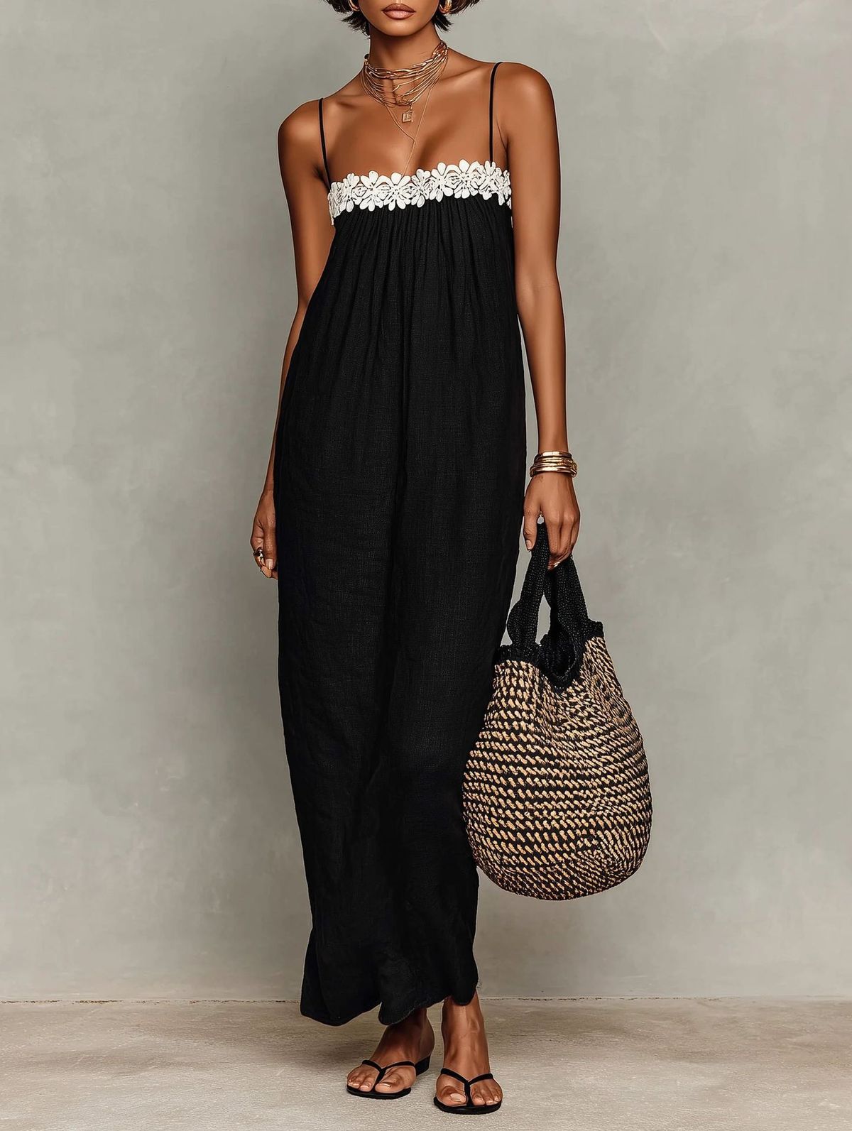 Women's Lace Patchwork Strapless Camisole Dress Fashion Cross Border European Trade New Arrival 2026_ecoleips.com