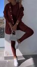 Women's Sports Casual Hooded Sweatshirt Thick Ribbed Slim Fit Vest And Pants Three Piece Set_ecoleips.com