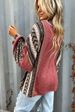 K Women's Casual Shirt With Contrasting Stripes, Round Neck, Sleeves, Loose Fit Hoodie Top_ecoleips.com