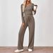 Autumn Women's Comfortable And Casual Solid Color Slimming And Versatile Drawstring Fashion Set_ecoleips.com