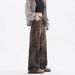 washed Distressed Leopard Print Jeans, Spring Autumn Straight Loose Fit, European And American High Street Vibe Style_ecoleips.com