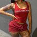 Summer Women's Fashion Knitted Vest And Pants Set European American Style Cross Border New Letter Print Patchwork Two Piece Outfit_ecoleips.com