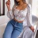 2026 Spring/Summer European And American Sexy Ruffled Lace-Up Floral Chiffon Crop Top, Independent Cross-Border Women's_ecoleips.com