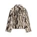 Women's Faux Fur Coat With Animal Print - Stylish Stand Collar Jacket For Casual Chic (Leopard/Cheetah Pattern)_ecoleips.com