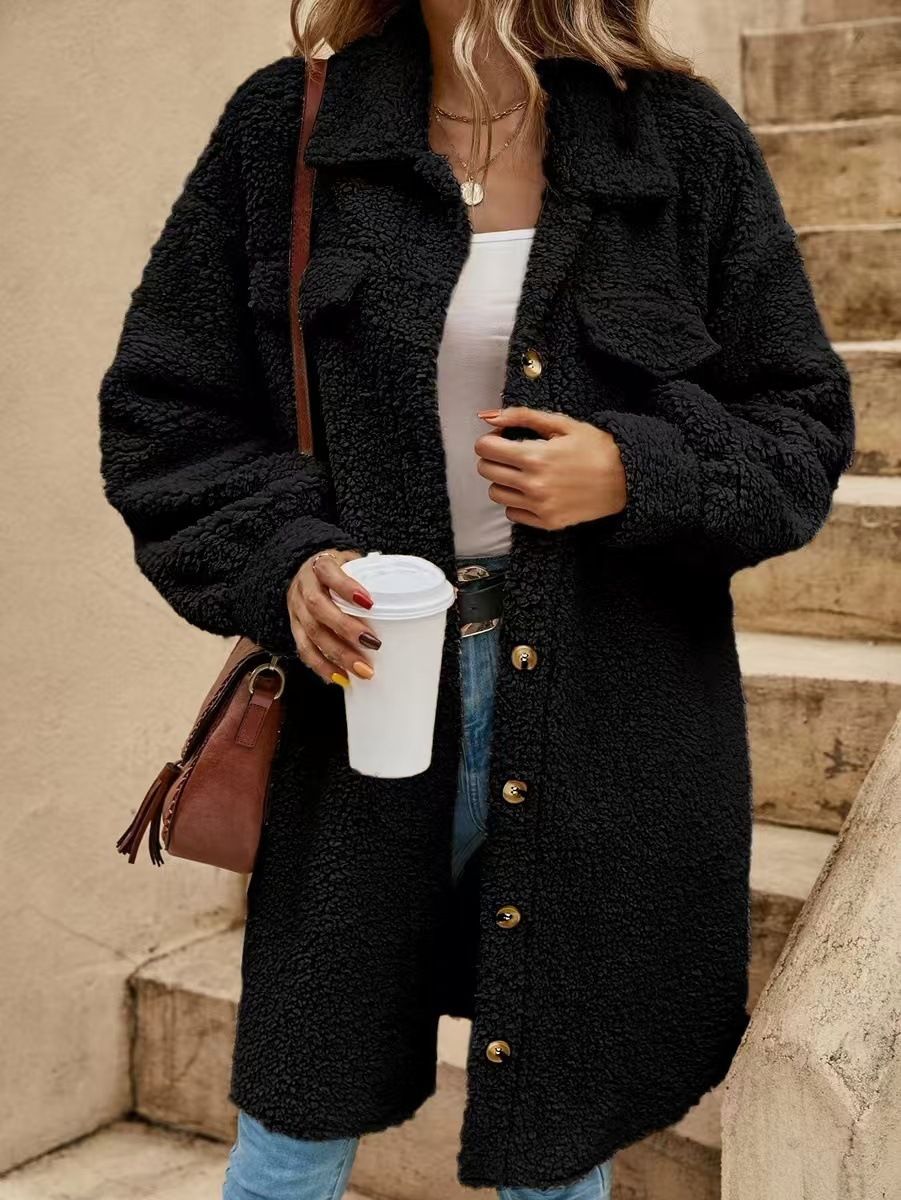 Trendy Oversized Longline Coat – Faux Fur Collar & Button Front | Streetwear Chic (Black/Camel/Wine Red/Leopard Print)_ecoleips.com