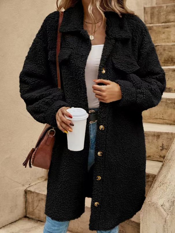 Trendy Oversized Longline Coat – Faux Fur Collar & Button Front | Streetwear Chic (Black/Camel/Wine Red/Leopard Print)_ecoleips.com